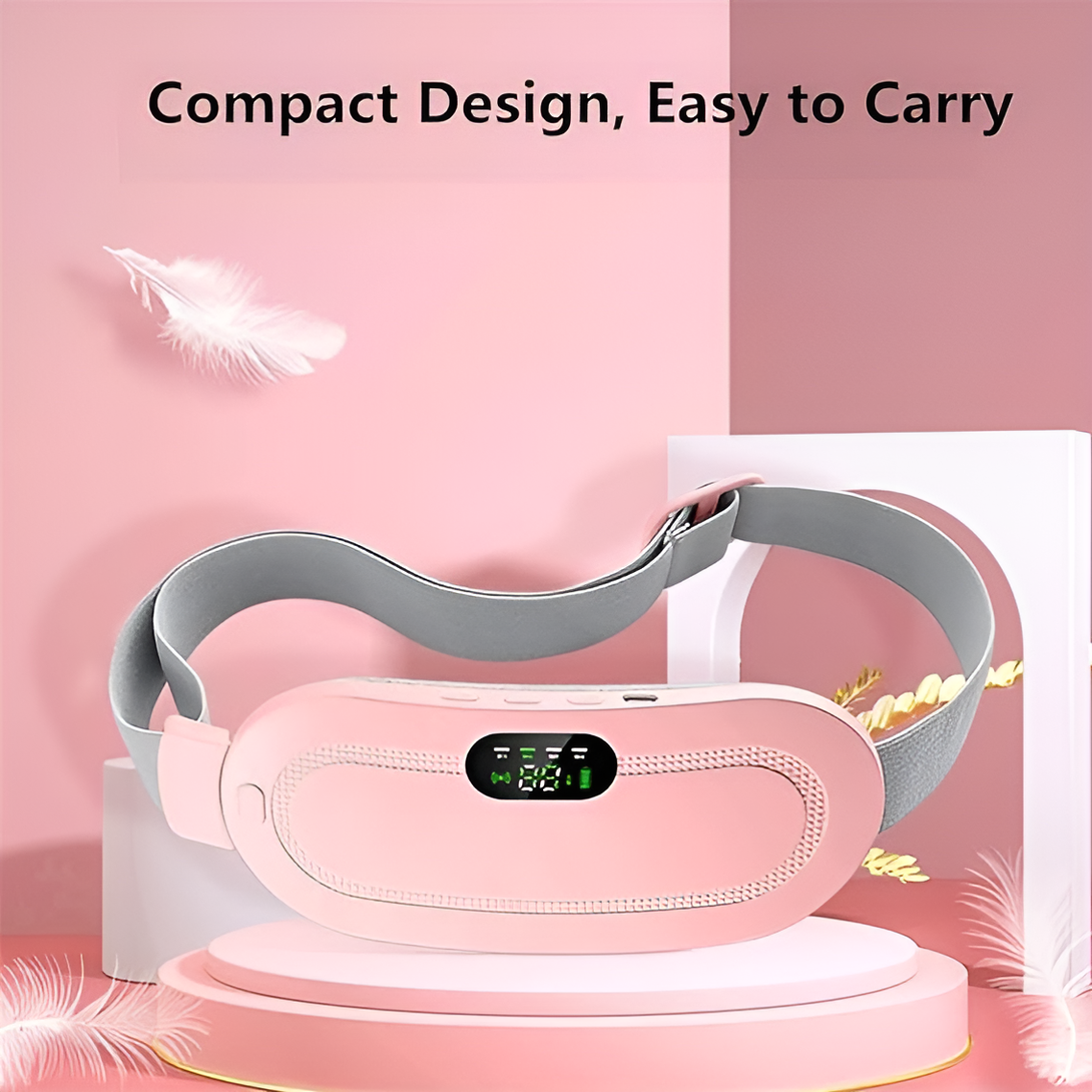 Cordless Electric Heating & Massage Belt – Rechargeable, 3 Heat Levels, 4 Massage Modes | Instant Relief for Cramps, Back Pain & Abdominal Discomfort