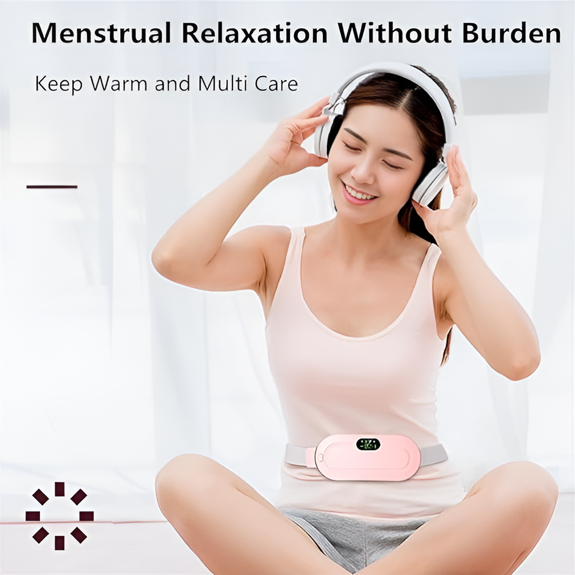 Cordless Electric Heating & Massage Belt – Rechargeable, 3 Heat Levels, 4 Massage Modes | Instant Relief for Cramps, Back Pain & Abdominal Discomfort