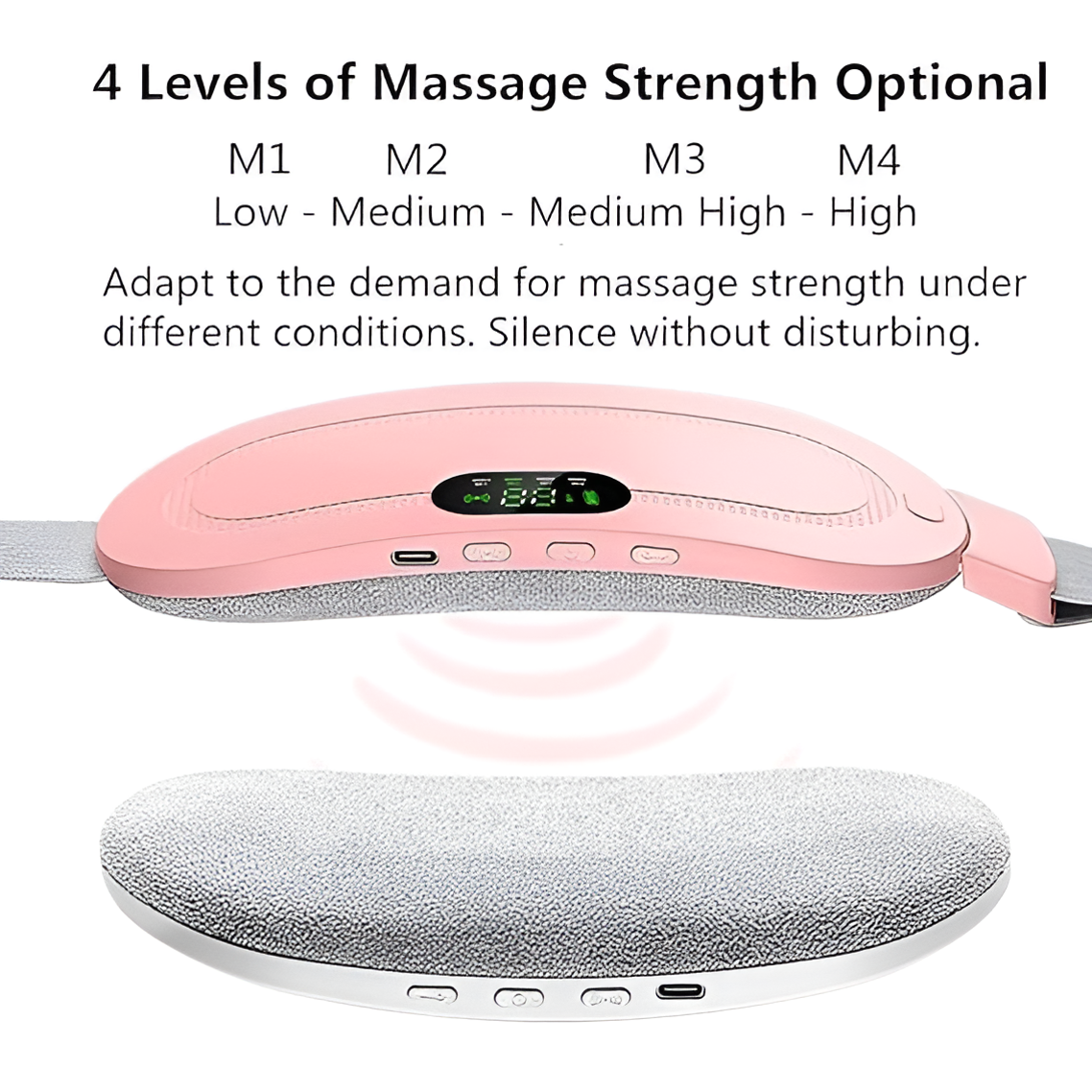 Cordless Electric Heating & Massage Belt – Rechargeable, 3 Heat Levels, 4 Massage Modes | Instant Relief for Cramps, Back Pain & Abdominal Discomfort
