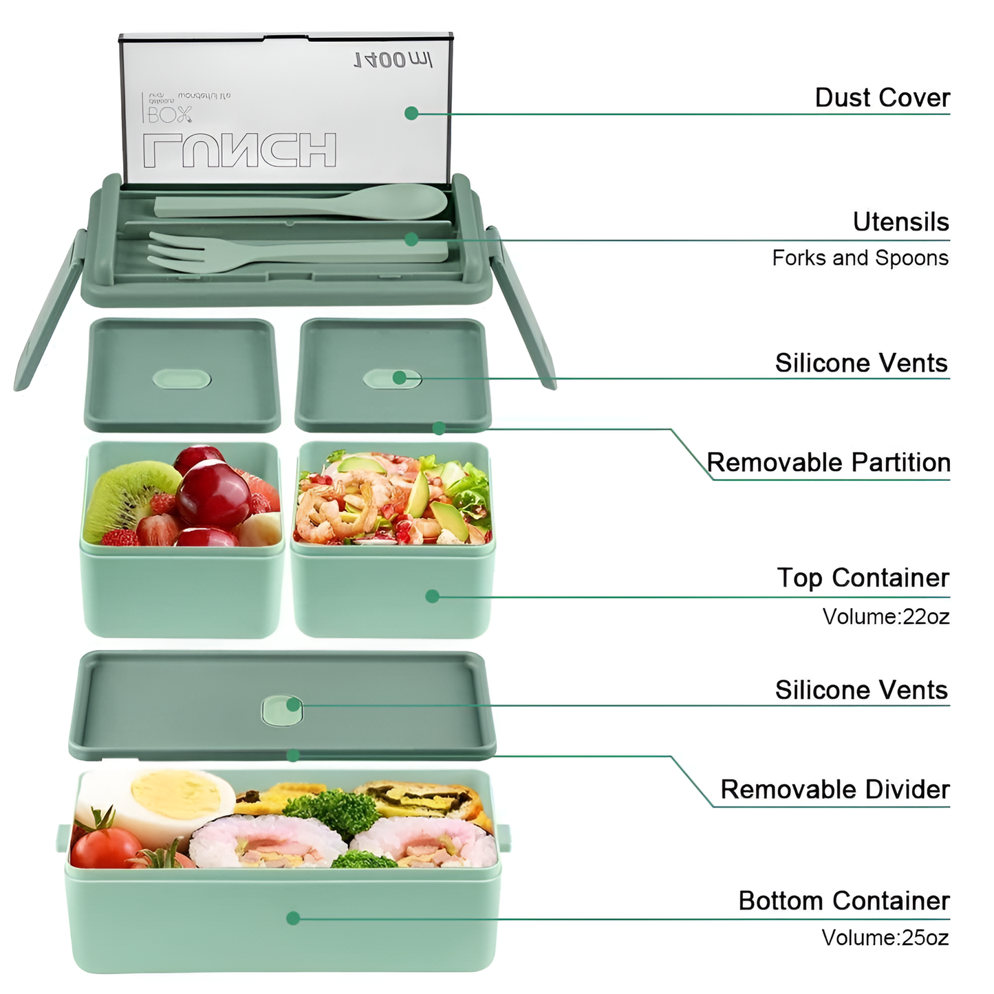 Bento 3 Compartment Lunch Box