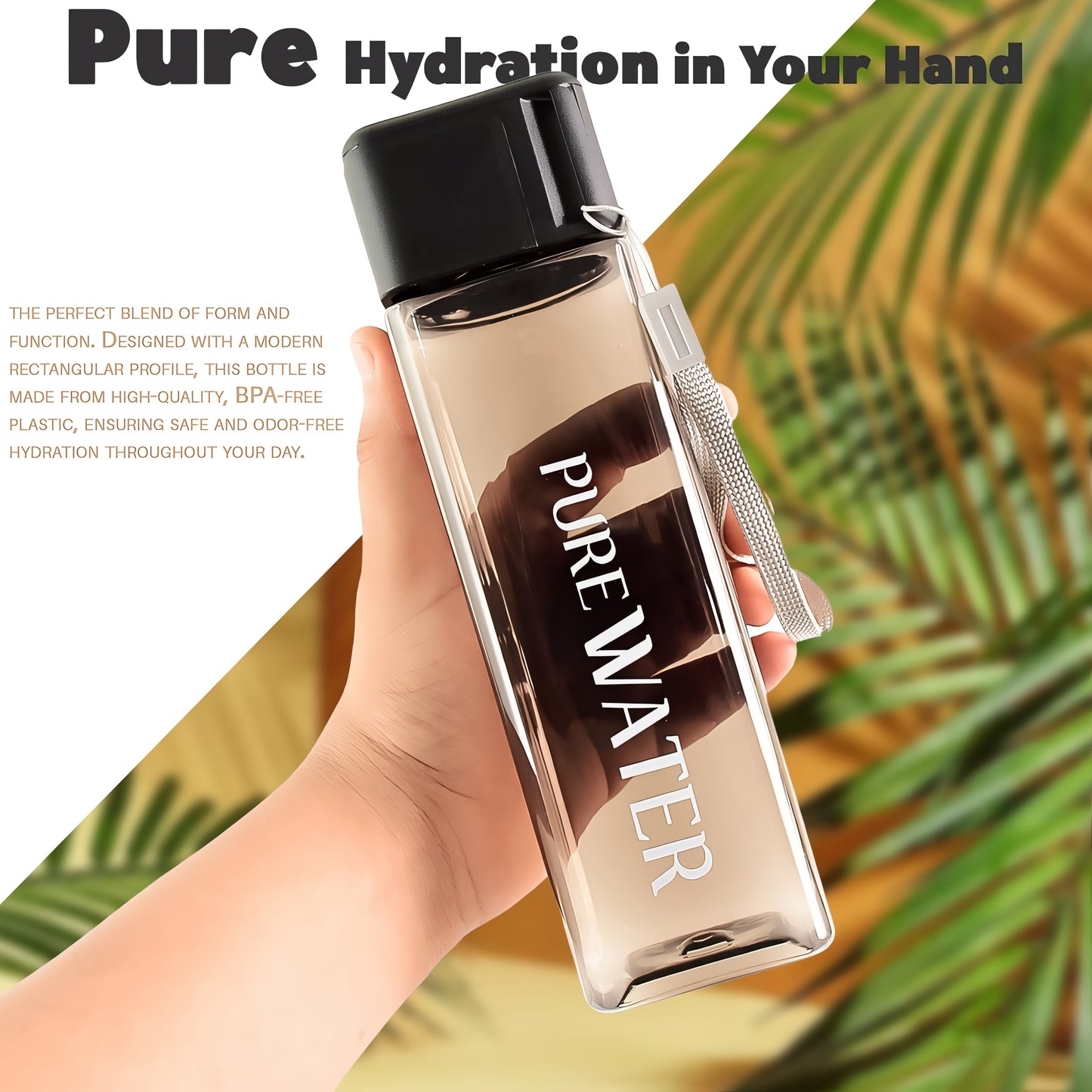 Premium Square Plastic Water Bottle β Leakproof, Compact & Stylish for Office, Gym & Travel (450ml)