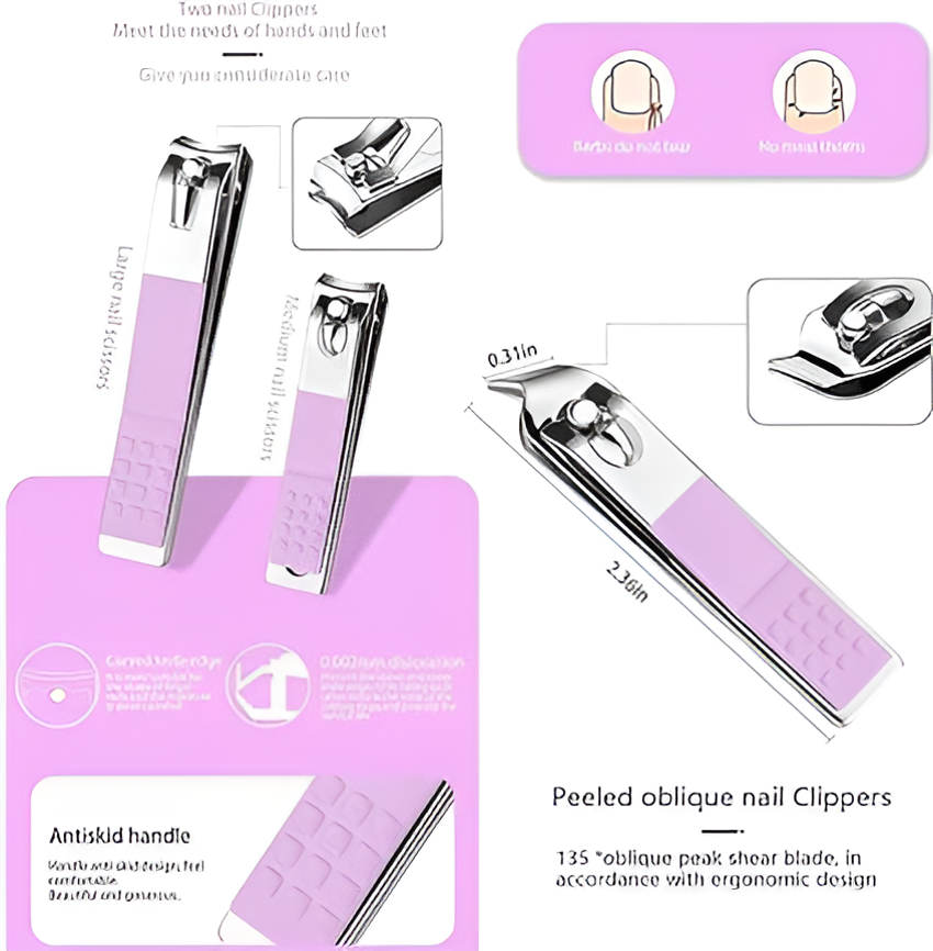 16-in-1 Stainless Steel Manicure & Pedicure Grooming Kit with Leather Case