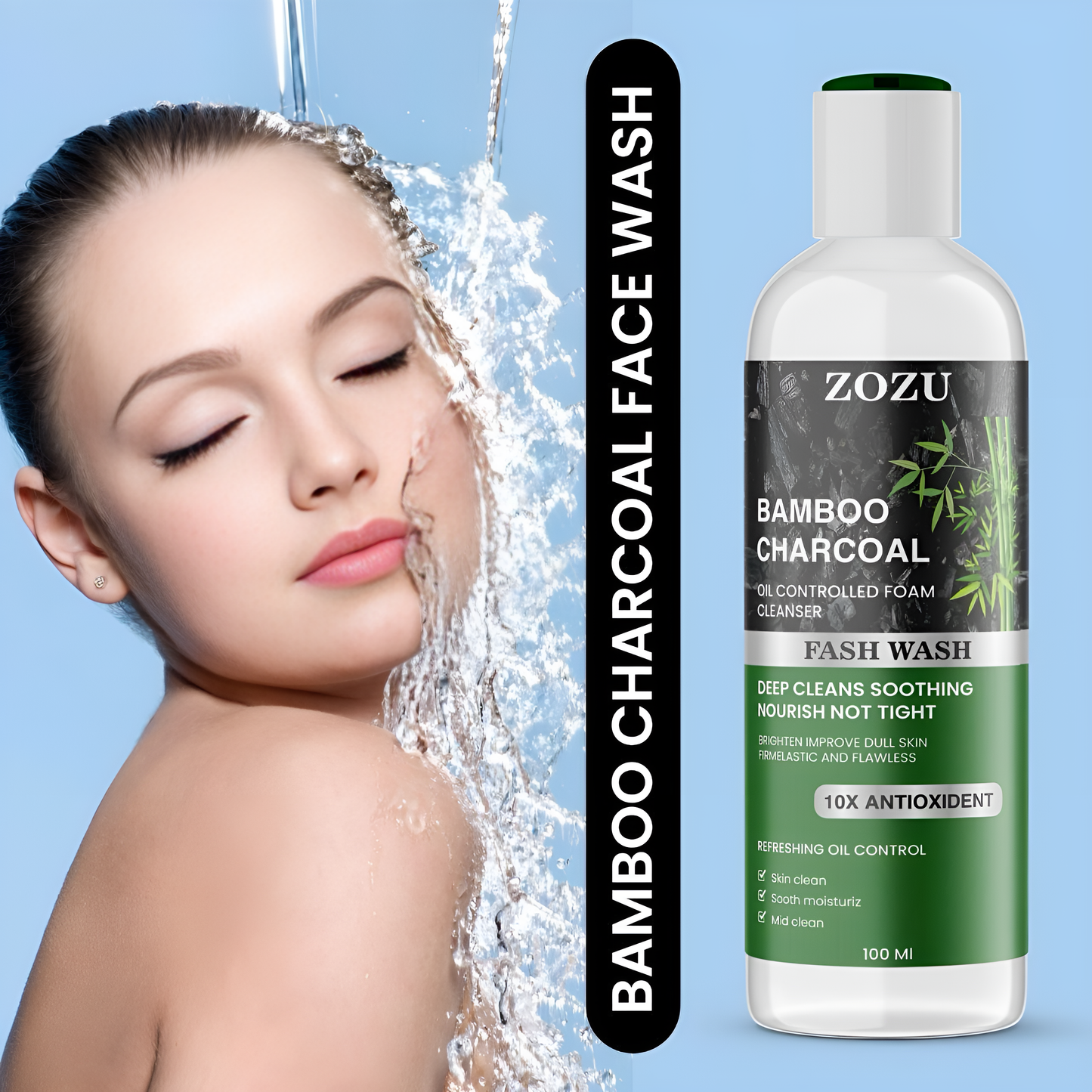 ZOZU Charcoal Face Wash 10x AntiOxident 100ml (Pack Of 2)